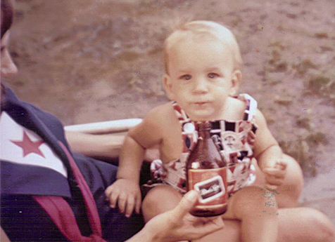 A young David Gonos drinking beer.