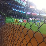 View through the fence to center field in Marlins Park
