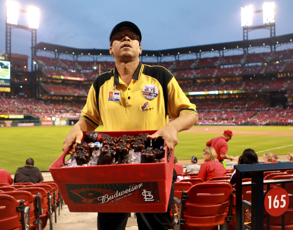 Beer Vendors at Busch Stadium, where beers cost the second-most in the majors.