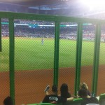 Left field fence at Marlins Park