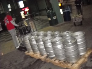 Beer kegs inside Fenway Park