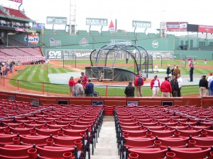 The seats behind home plate at Fenway Park