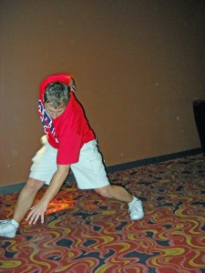 Jimmy inexplicably breakdancing at a bar near Fenway Park