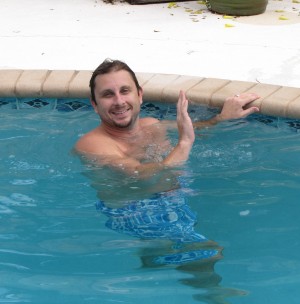 Jimmy in the pool at the draft