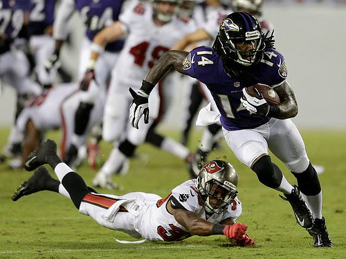 Marlon Brown now has 3 scores in 4 games, but is still widely  available on Waiver Wires. Do you need WR help? (Photo Credit: Clinton Brown)