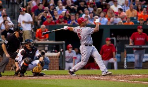 Pujols is going in the top 5 rounds in most leagues. I don't buy into him for 2104, however. Photo By: Keith Allison