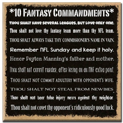 Fantasy 10 Commandments -- Fantasy Football Gift