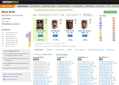 Fantasy Baseball Mock Drafts, Cheat Sheets & Draft Software